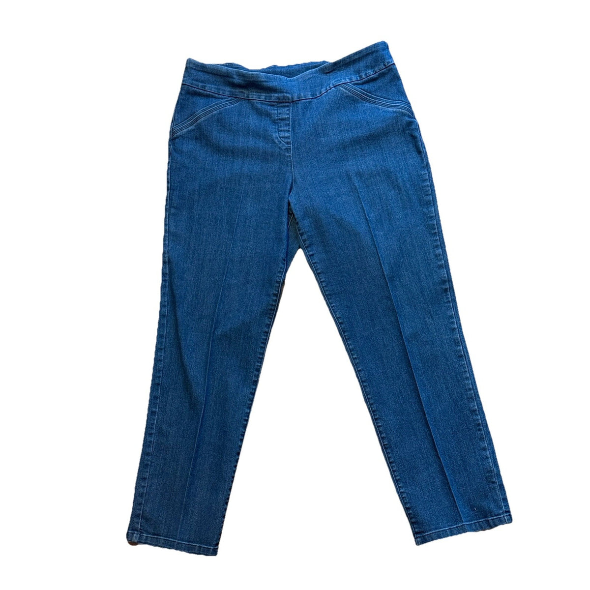 Kim Rogers Womens 16 Short Pull On Denim Jeans Dark Wash Slim Straight Stretch
