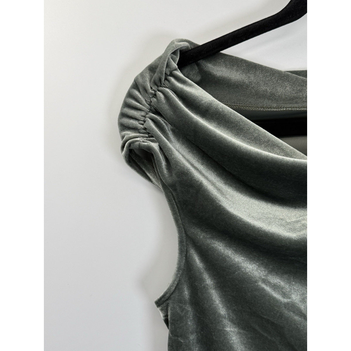 Banana Republic Sage Green Velvet Top Large Draped Neck Soft Glam Minimalist
