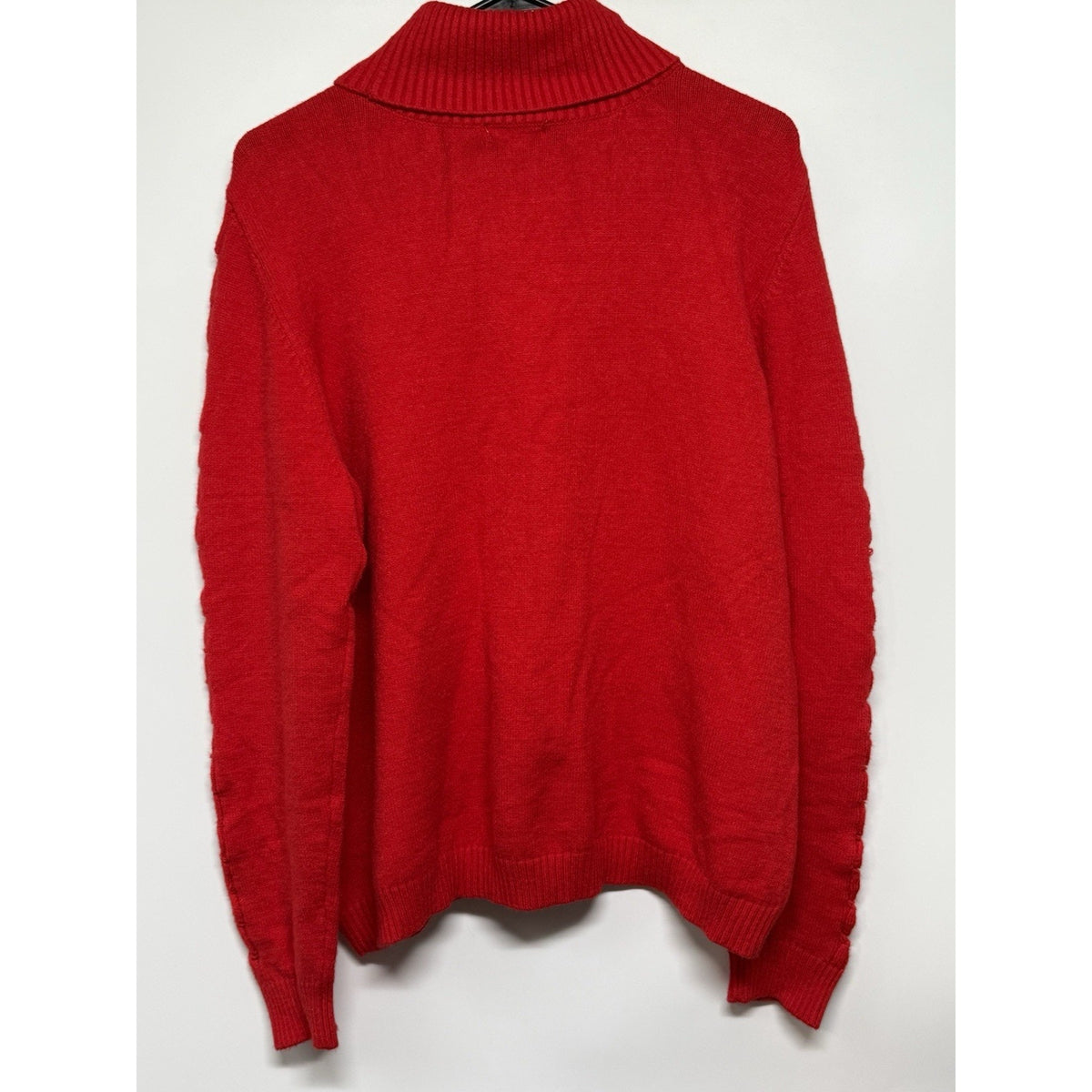 Eva Mendes Red Turtleneck Sweater 3X Cable Sleeve Detail Soft Knit Cozy Bold