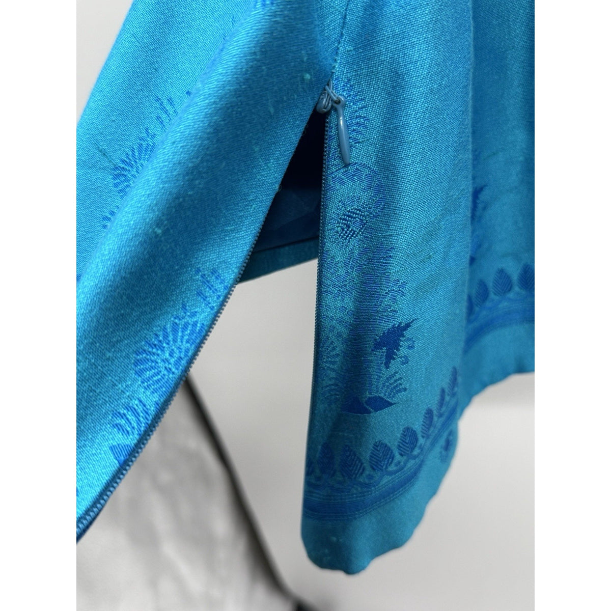 Laura Henson Womens Size 12 Teal Jacquard Asymmetrical Jacket Top Vintage