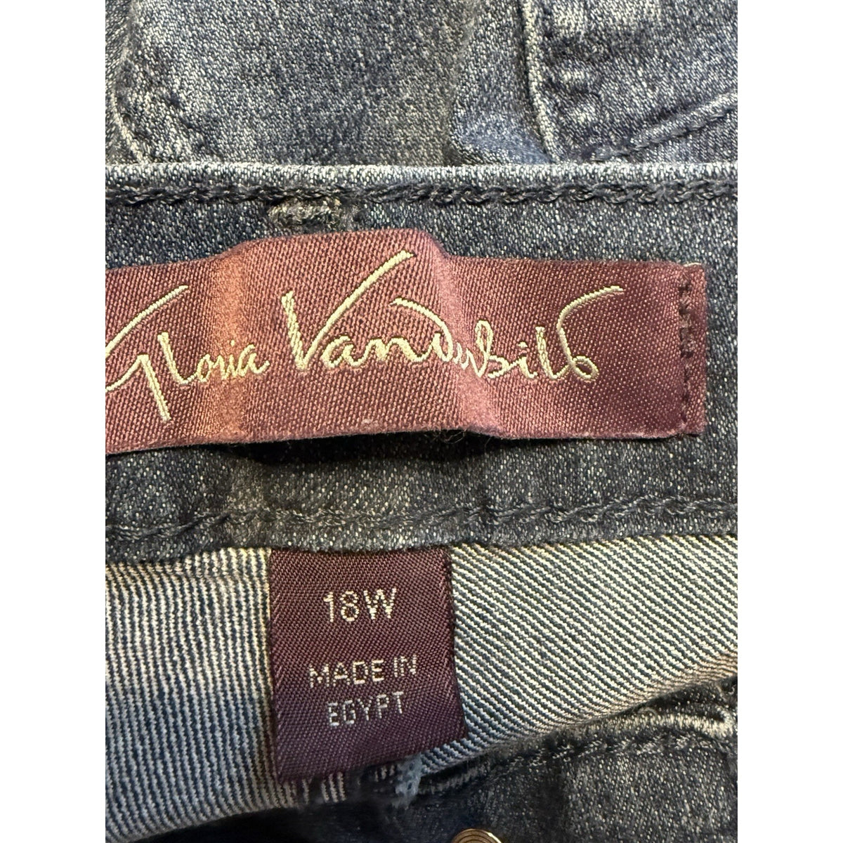 Gloria Vanderbilt Women 18W Blue Stretch Denim Jeans High Rise Slim Fit 5-Pocket