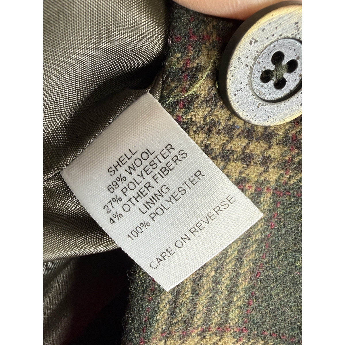 VTG Talbots women dk green plaid dark academia equestrian wool blend Blazer 16P