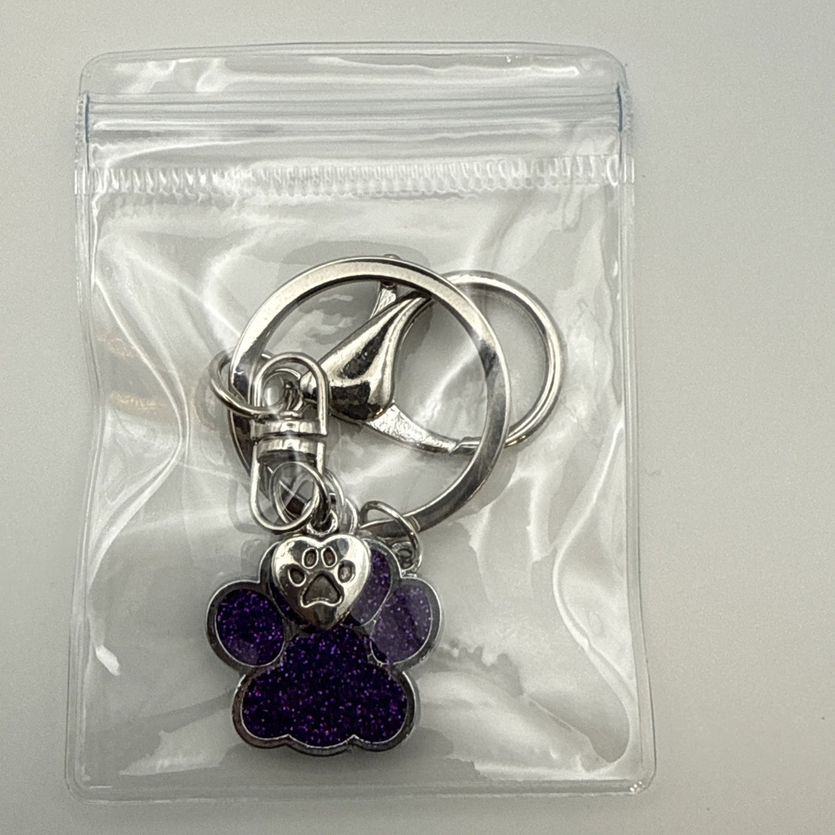 Midnight Purple Paw Print Dog Keychain Purse Charm Dog Lover Gift Handmade