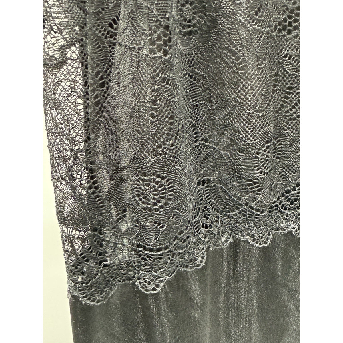 Tracy Black Satin Lace Slip Dress Adjustable Straps Romantic Lingerie Goth Sz L