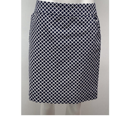 Chadwicks of Boston A Line Skirt Classic Stretch Size 10 Navy Blue White Pockets