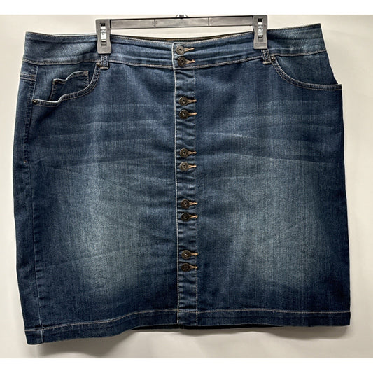 Inc Women’s Denim Blue Jean Button Front Skirt Plus Size 18W