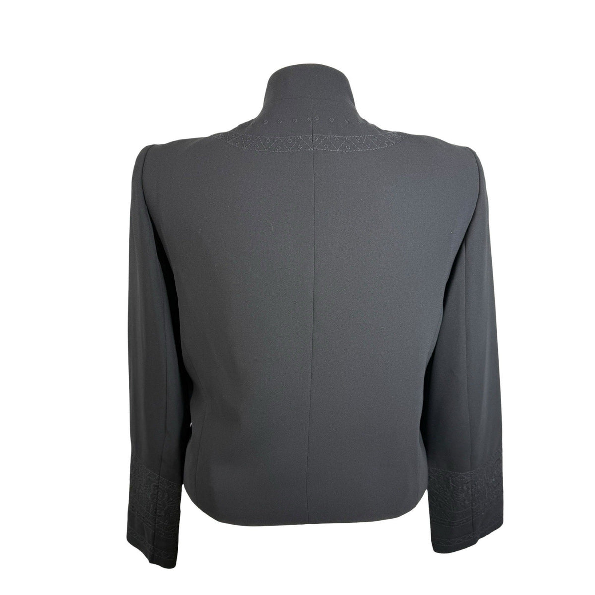 Josephine Chaus Black Embroidered Open-Front Jacket Women’s Size 12
