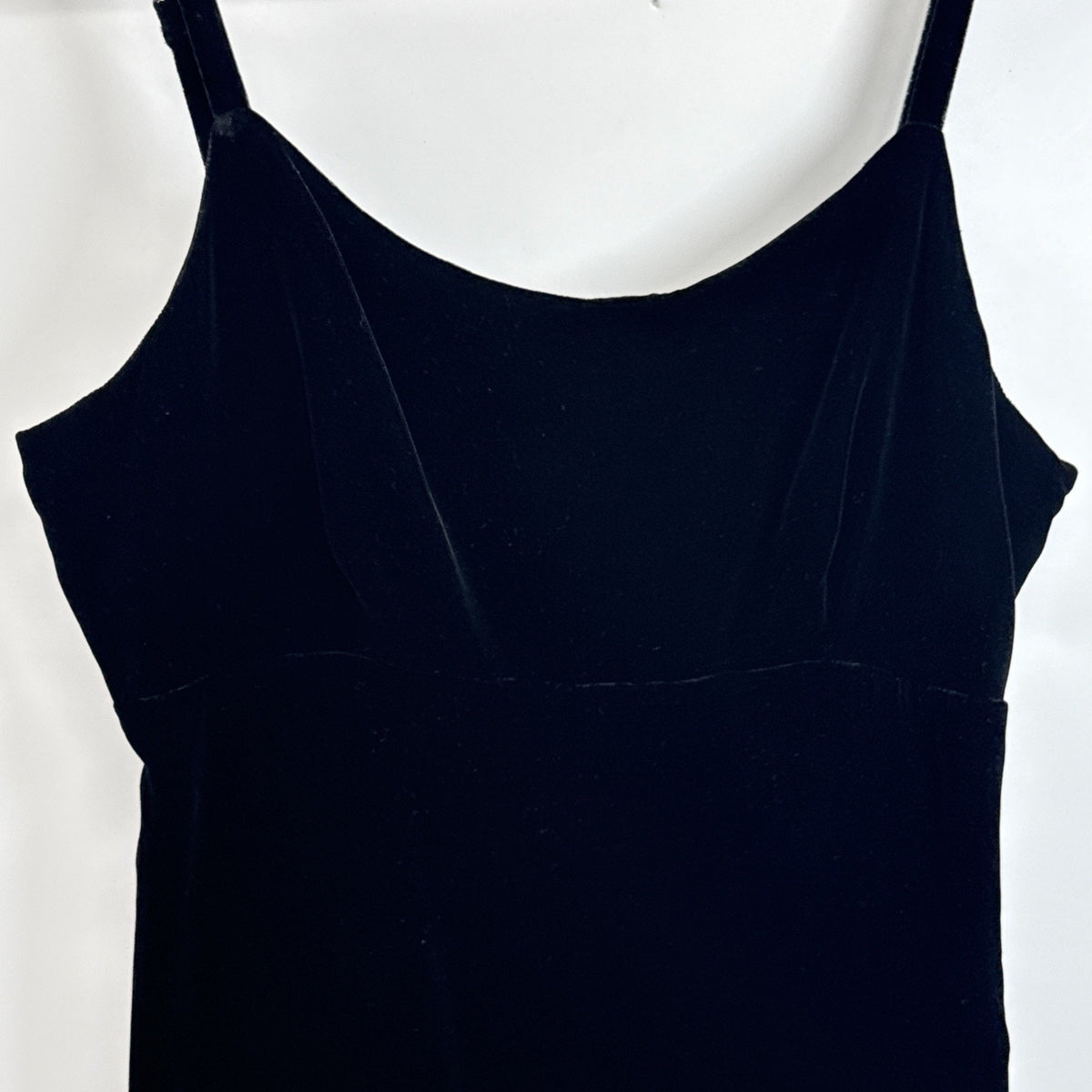 Lerner New York & Co Black Velvet Slip Dress Sz 8 Rayon Silk Side Zip Midi Y2K
