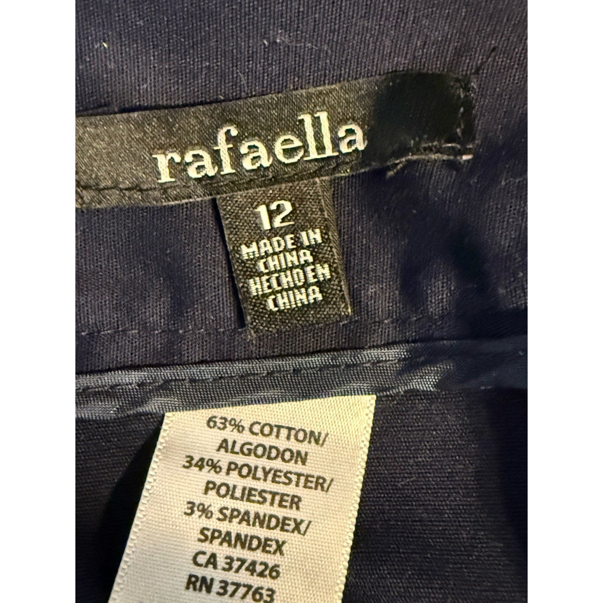 Rafaella Navy Blue Pencil Skirt Gold Zip Accent Stretch Career Size 12