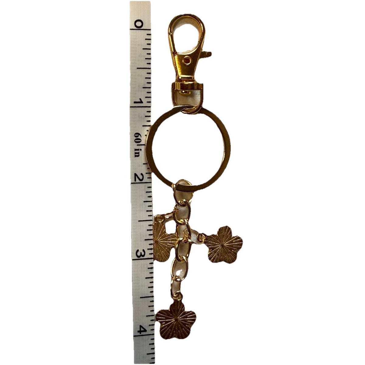 Hot Pink Daisy Flower Keychain Gold Tone Floral Charm Purse Bag Key Ring