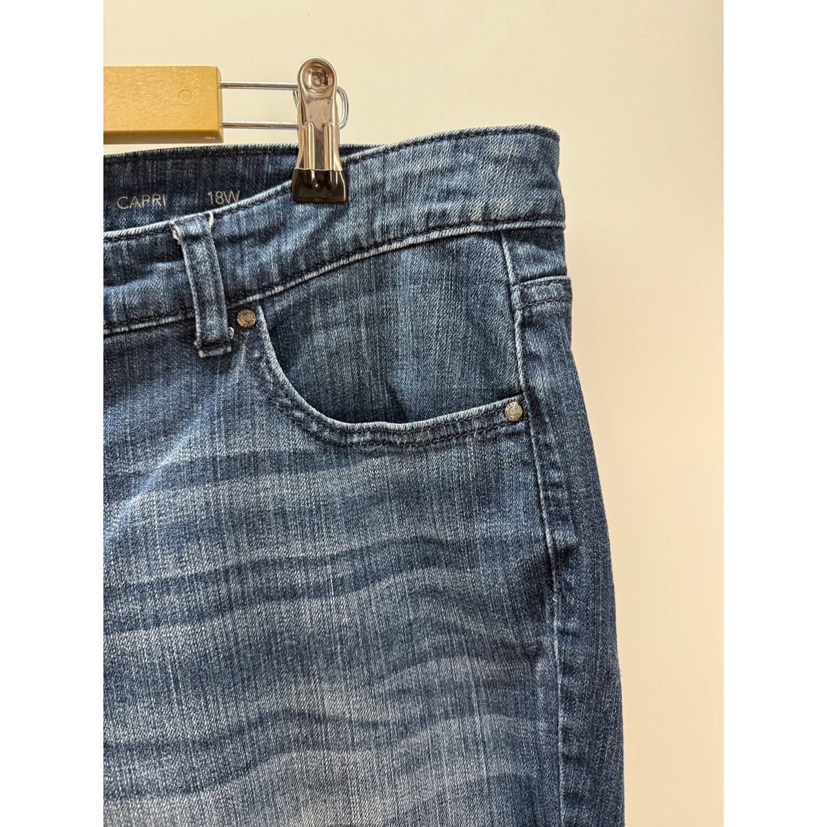 JLo Blue Jean Denim Cuff Pants 5 Pocket Distressed Women’s Size 18W