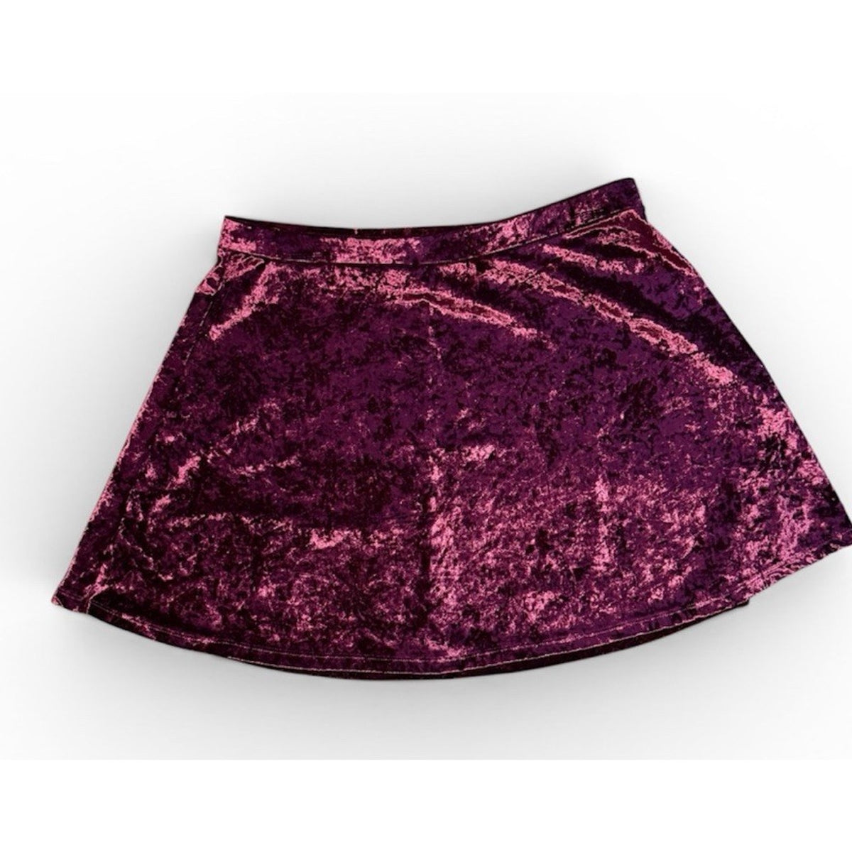 Express Burgundy Crushed Velvet Mini Skirt M Whimsigoth Gothic Romantic Stretch