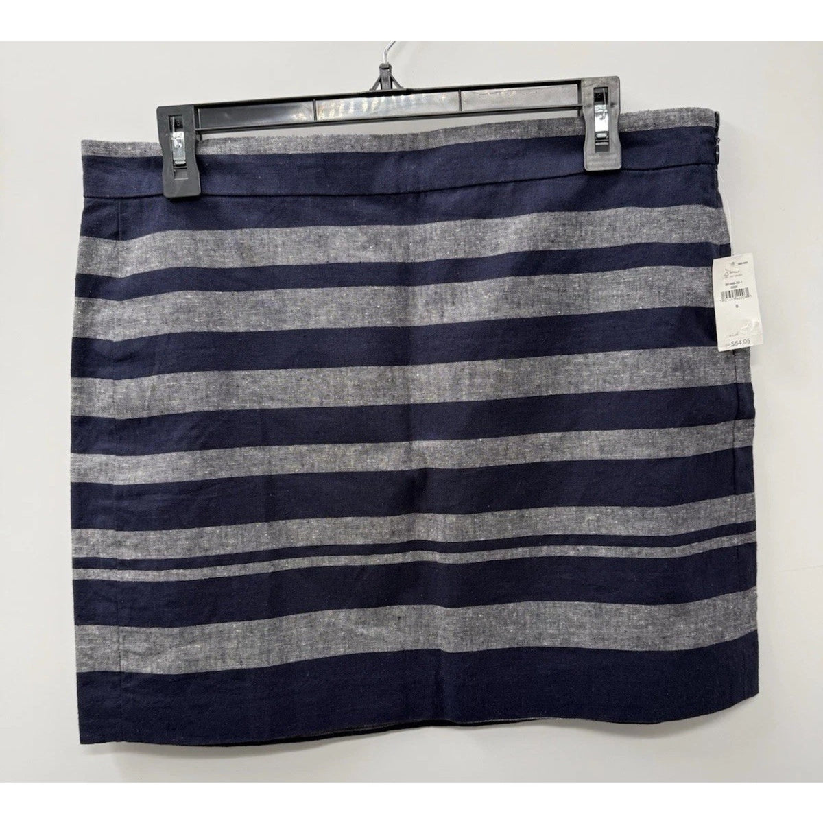 NWT Linen Cotton Striped Mini Skirt Navy Chambray Size 8 Lined