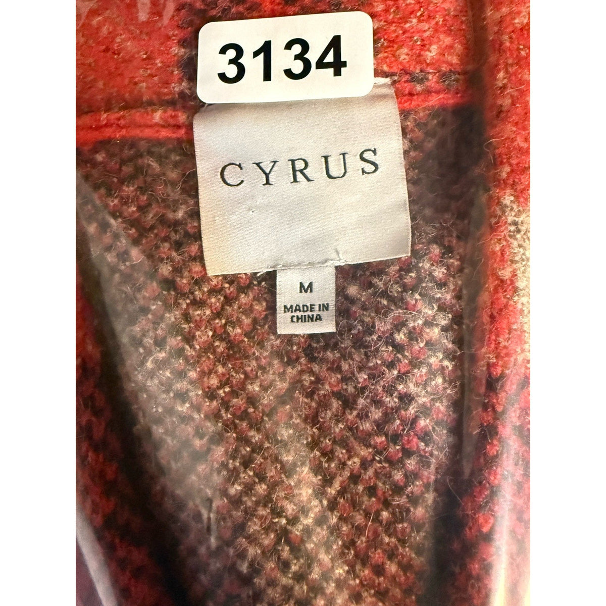 Cyrus Cardigan Sweater Snap Button Red Check Plaid Women Size Medium Academia