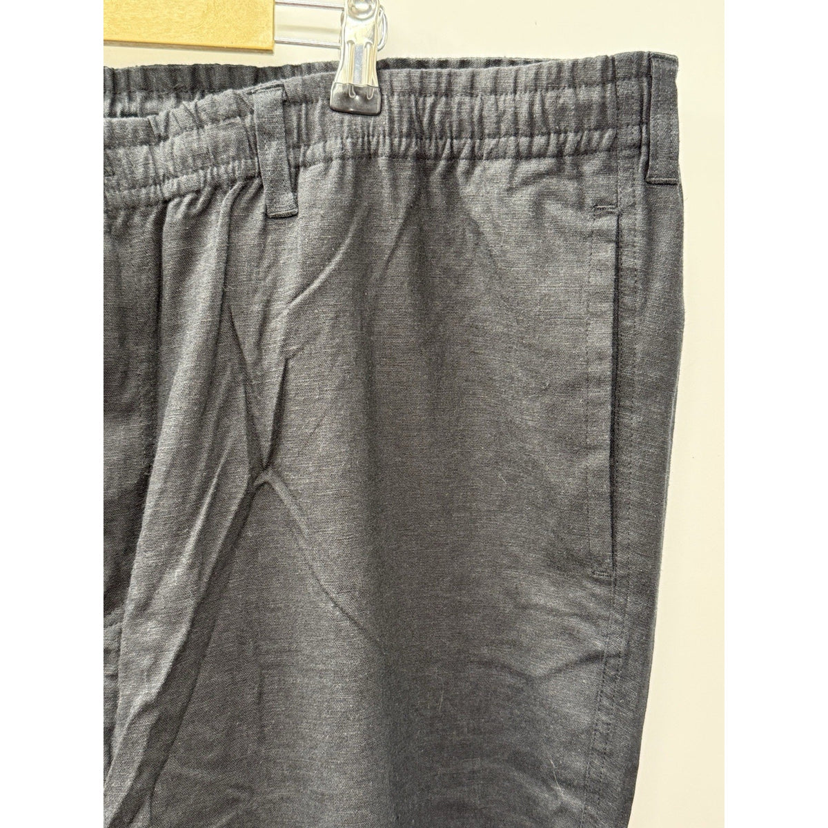 28 Palms Men’s Linen Blend Pants XXL 30 Black Elastic Waist Straight Casual