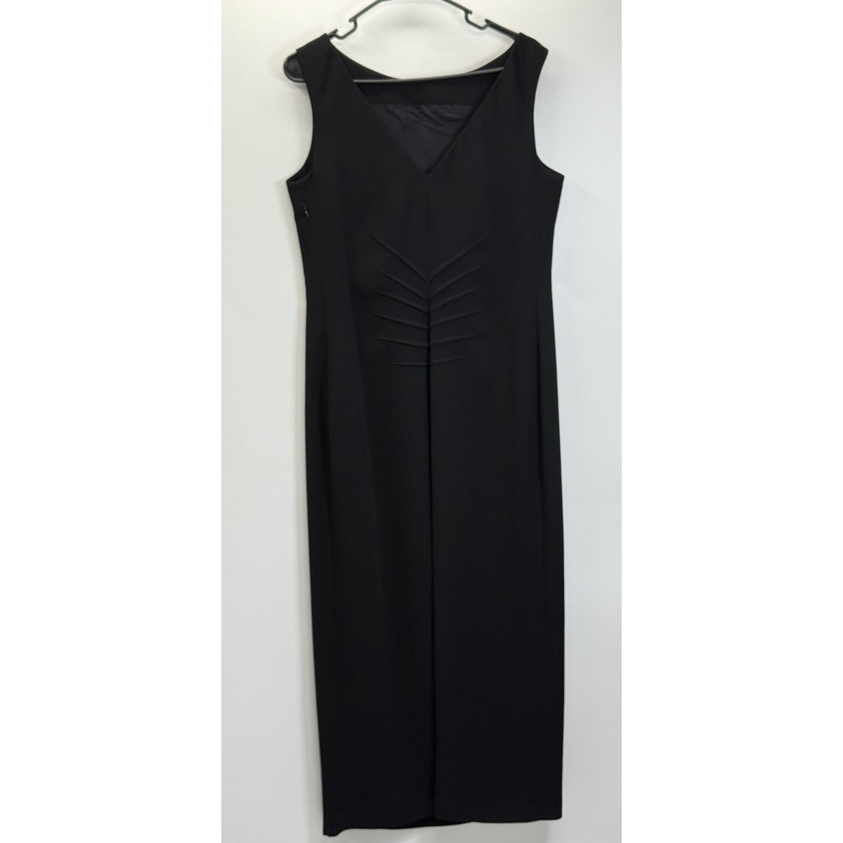 Cynthia Howie Black Sleeveless Midi Dress Women’s 12 Minimalist Back V Formal