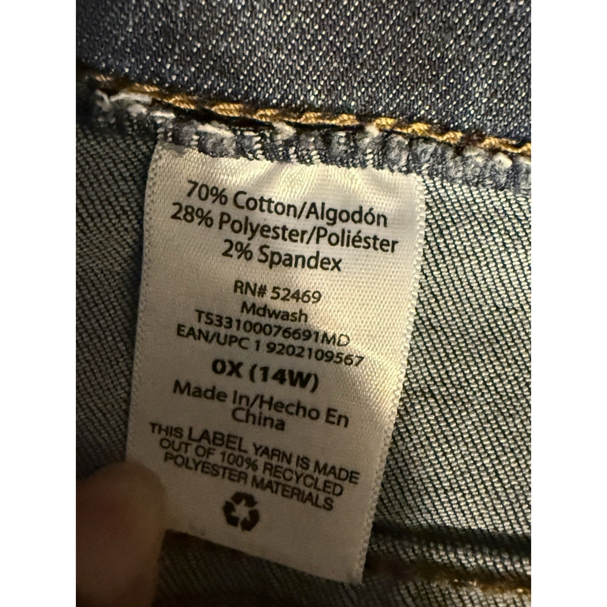Terra & Sky Women’s Straight Leg Jeans 14W 0X Blue Stretch Denim Plus Size