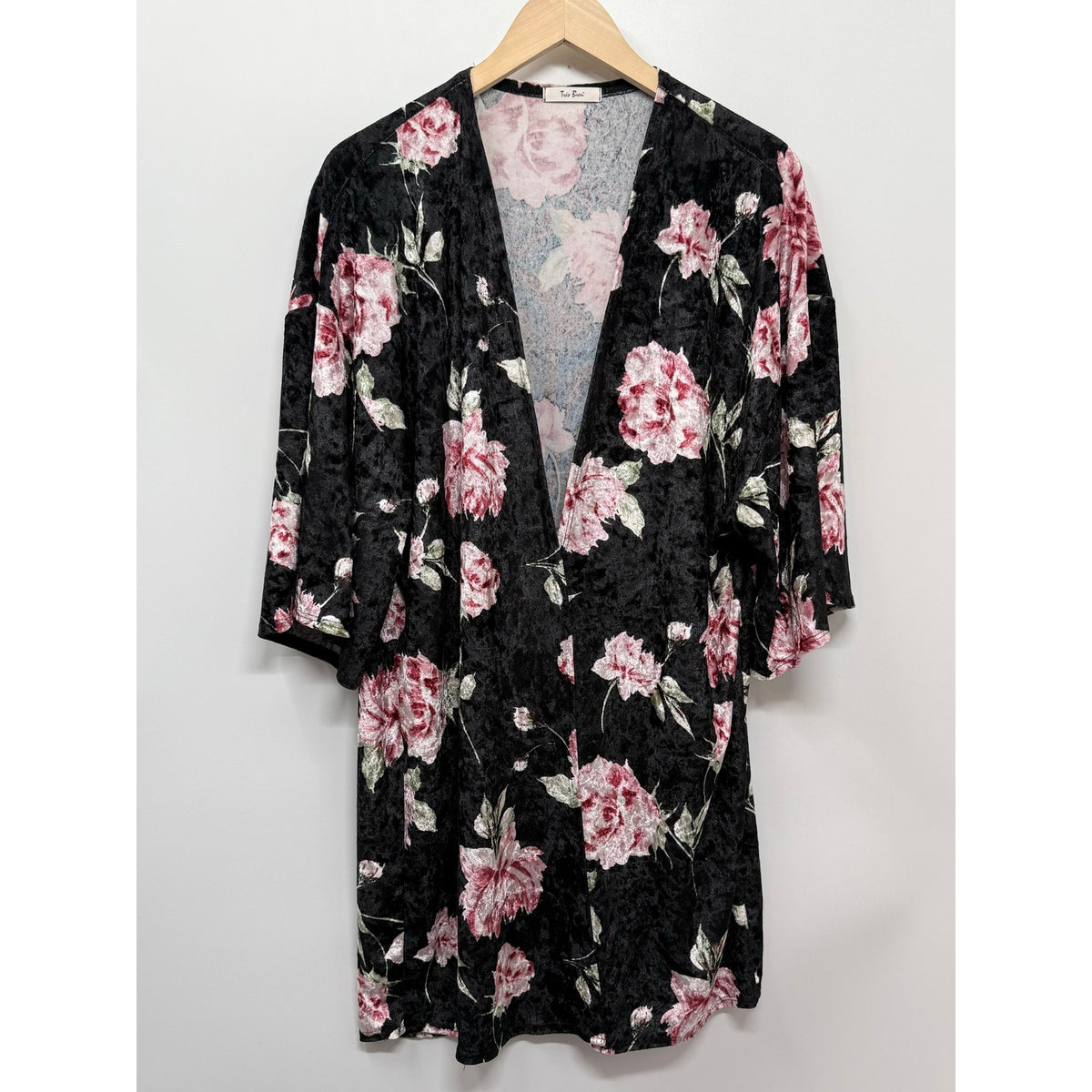 Tres Bien Velvet Floral Kimono Jacket ML Whimsigoth Dark Romance Rose Goth 90s⁠