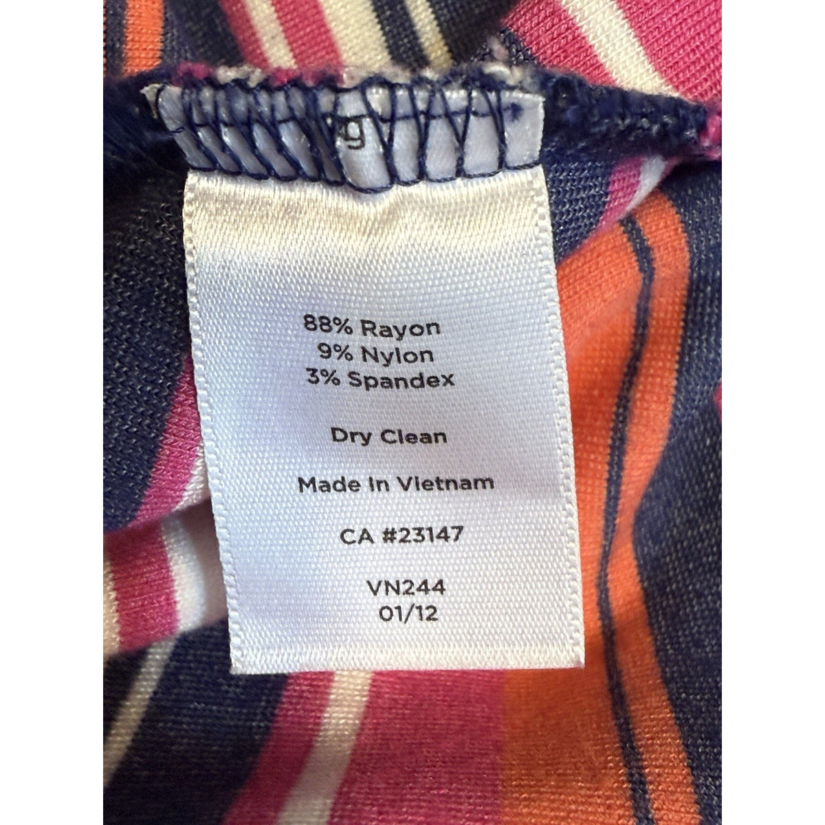 Talbots Striped Knit Dress Women’s Size 8 Navy Pink 3/4 Sleeve