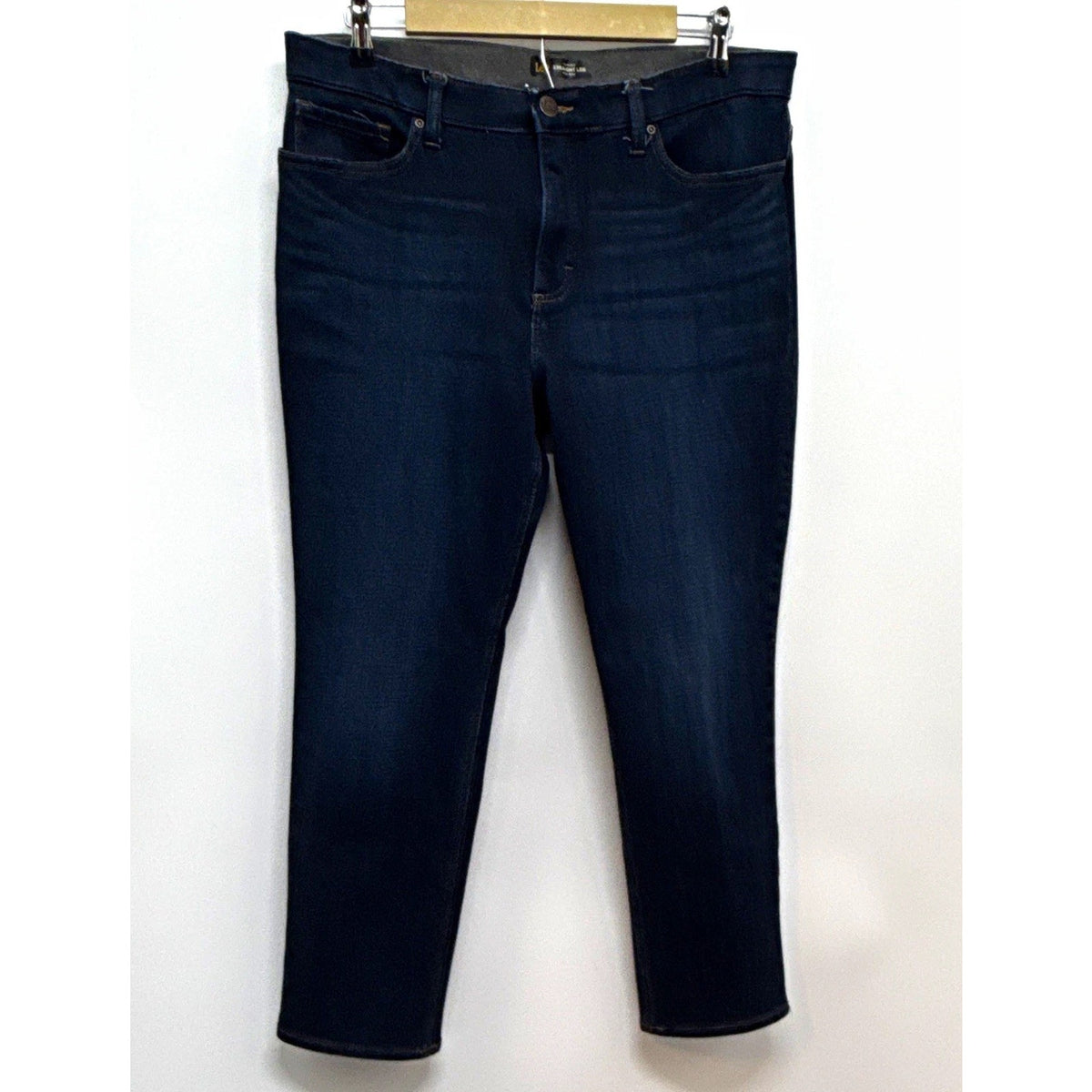 Lee Women’s Slim Fit Mid Rise Straight Leg Stretch Jeans Dark Wash Sz 16 Short
