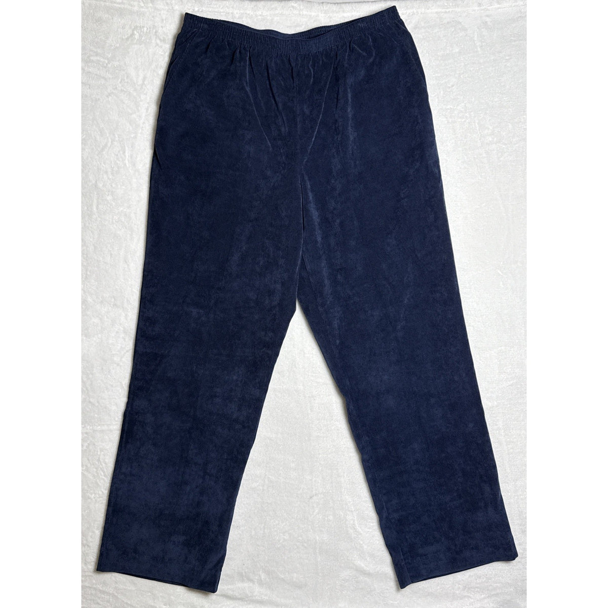 Alfred Dunner Dk Blue Corduroy Pants Sz 16 Pockets Elastic Waist Pull On Casual