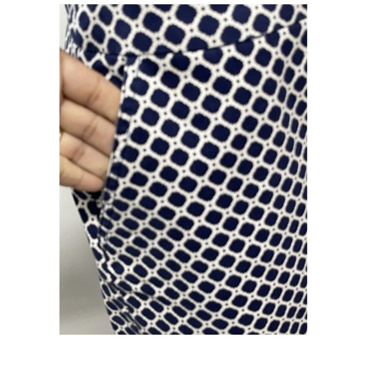 Chadwicks of Boston A Line Skirt Classic Stretch Size 10 Navy Blue White Pockets
