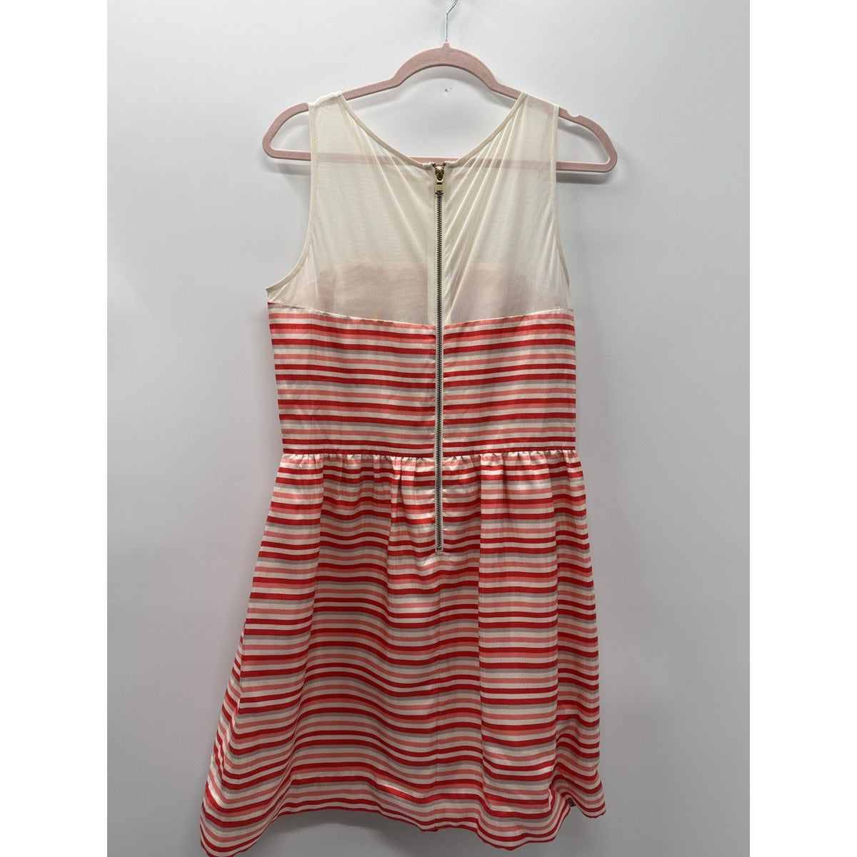 Just Taylor Womens Dress Multi Orange Stripped Lined Zip Fit/Flare Size 14