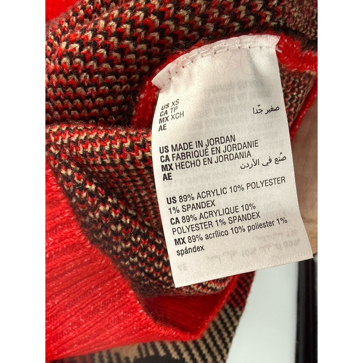 Charter Club Plaid Cowl Neck Sweater Womens XS Red Black Tan Cozy Knit