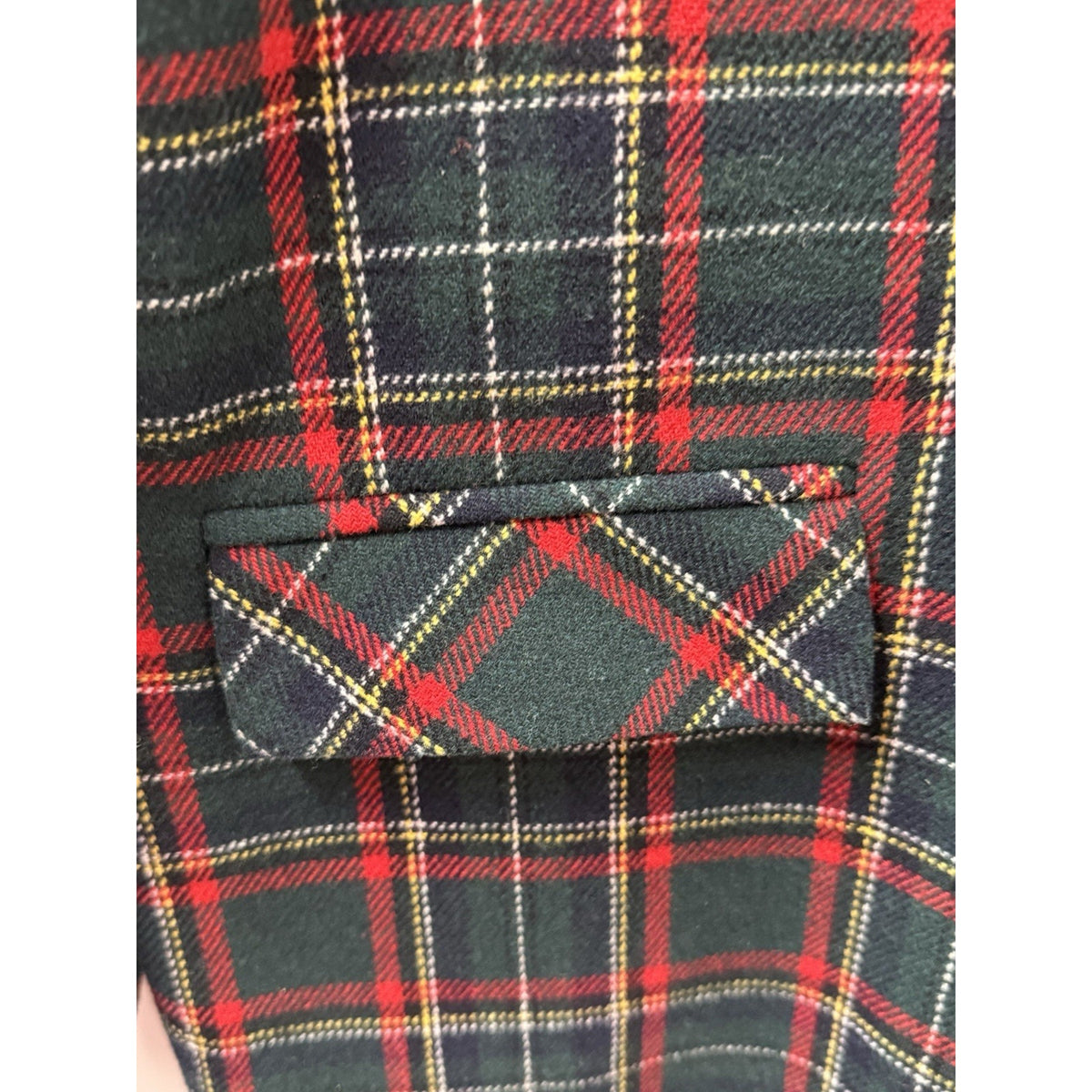 Vintage N Touch Blazer Womens 16 Green Tartan Plaid Wool Gold Button USA