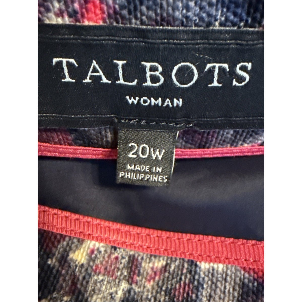 Talbots Purple Pink Gray Floral Pencil Skirt Career Womens Size 20W Back Zipper