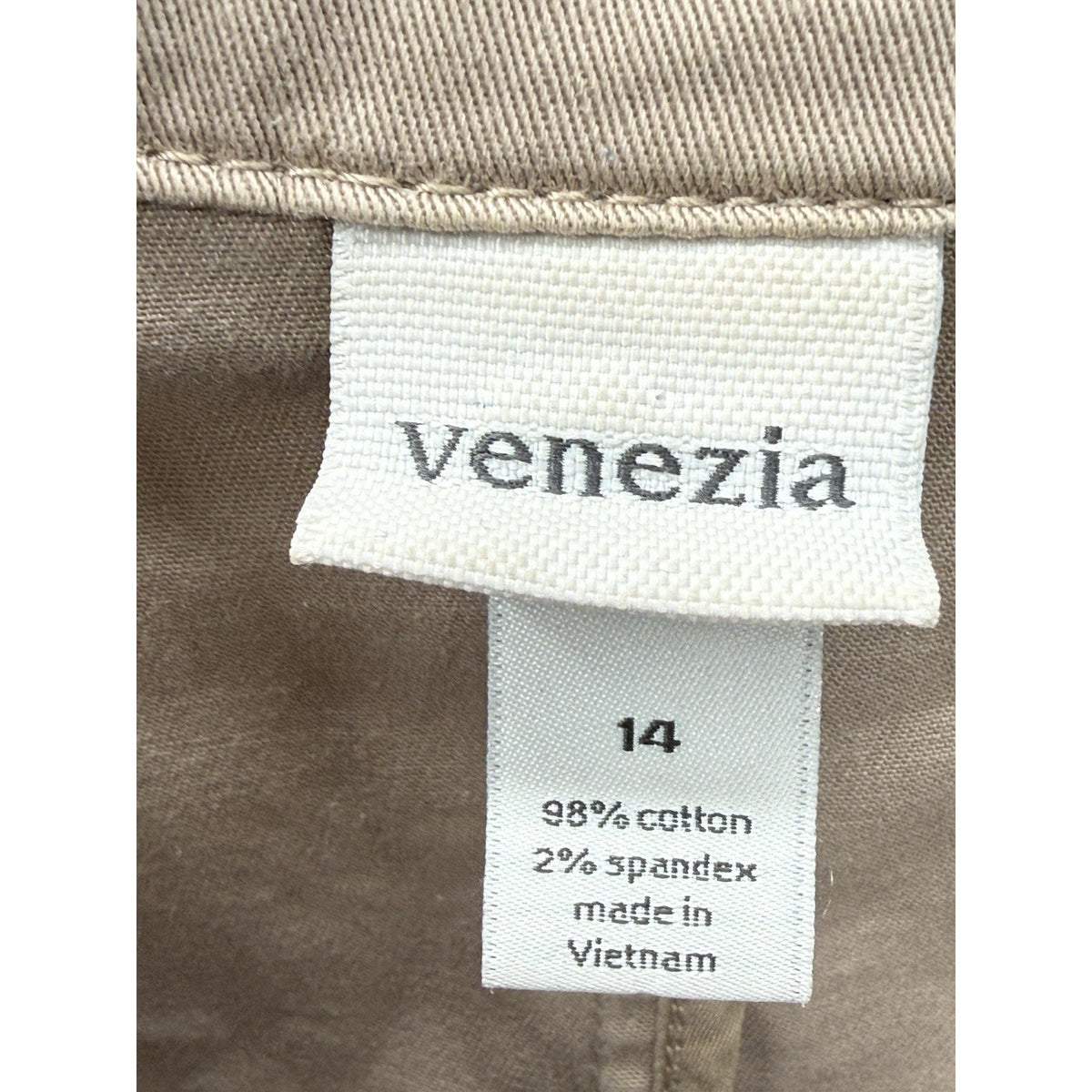 Venezia Womens Jacket Size 14 Khaki Tan Stretch Cotton Utility Career 3 Button