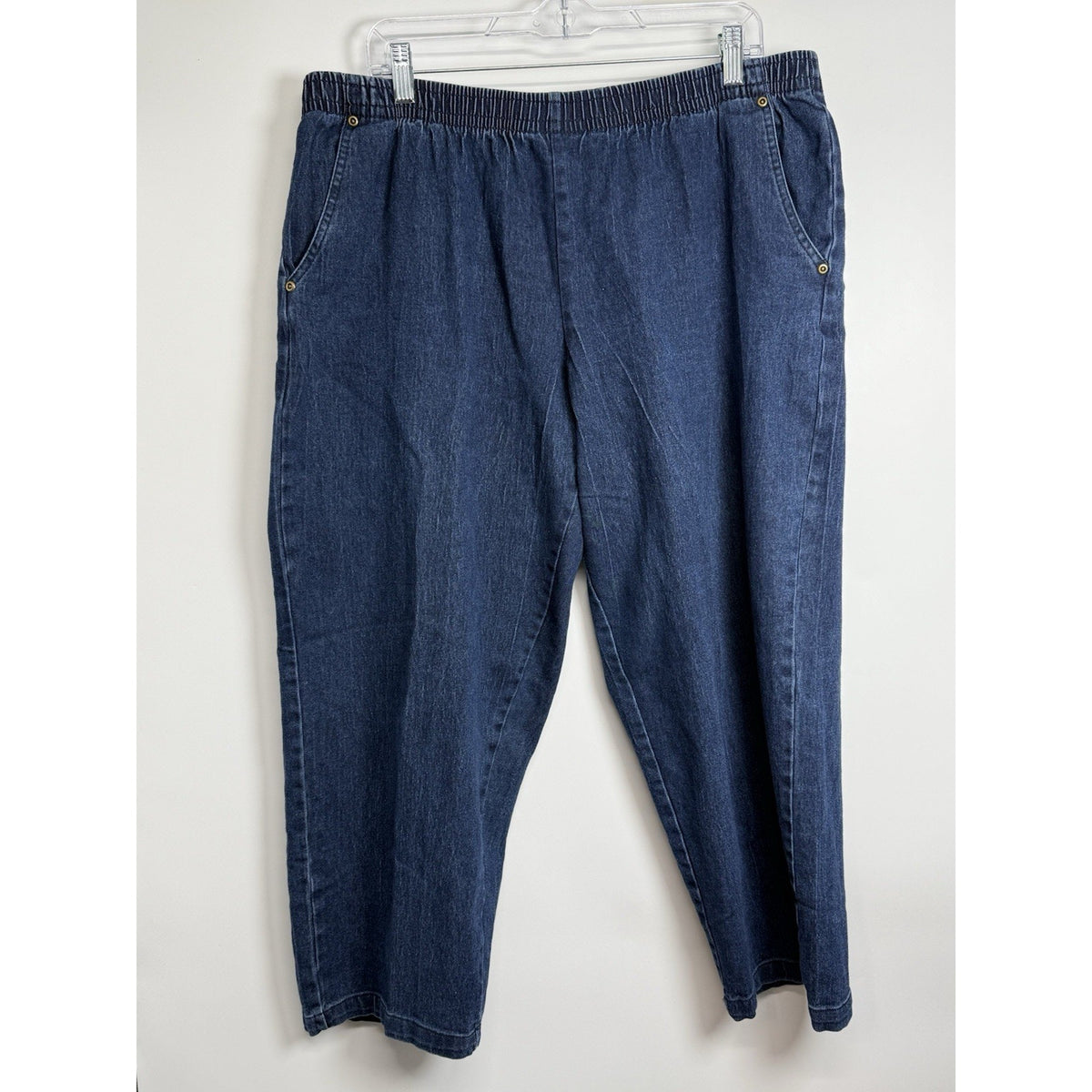 Hasting & Smith Denim Crop Pants Women Sz Large Elastic Waist
