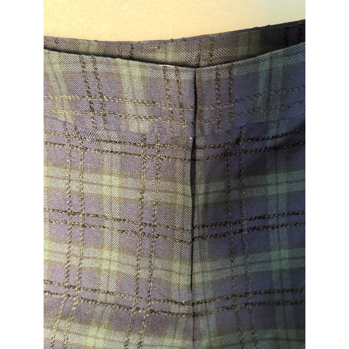 Crown & Ivy Cropped Straight Wide Leg Dress Pants Green Tartan Plaid Mid Rise 8