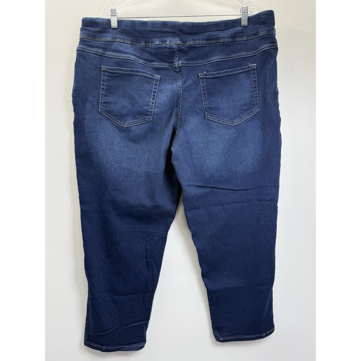 Terra & Sky Pull On Denim Pants 2X Petite 20W-22W Stretch Dark Wash Plus