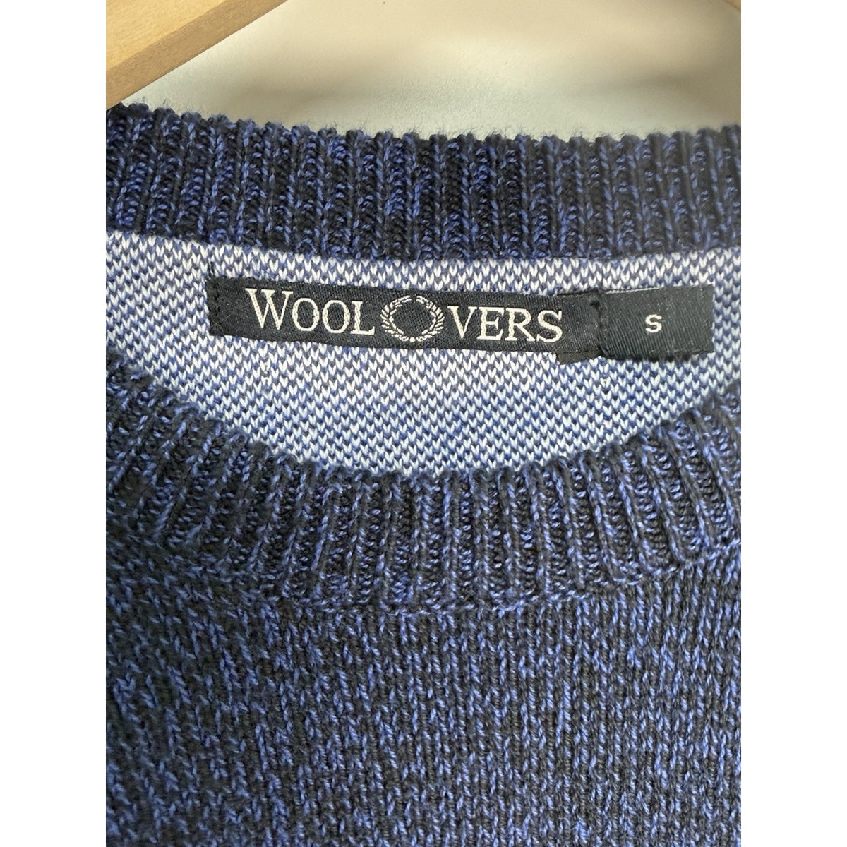 WoolOvers Men’s Blue Cotton Knit Crewneck Sweater Small Classic Pullover