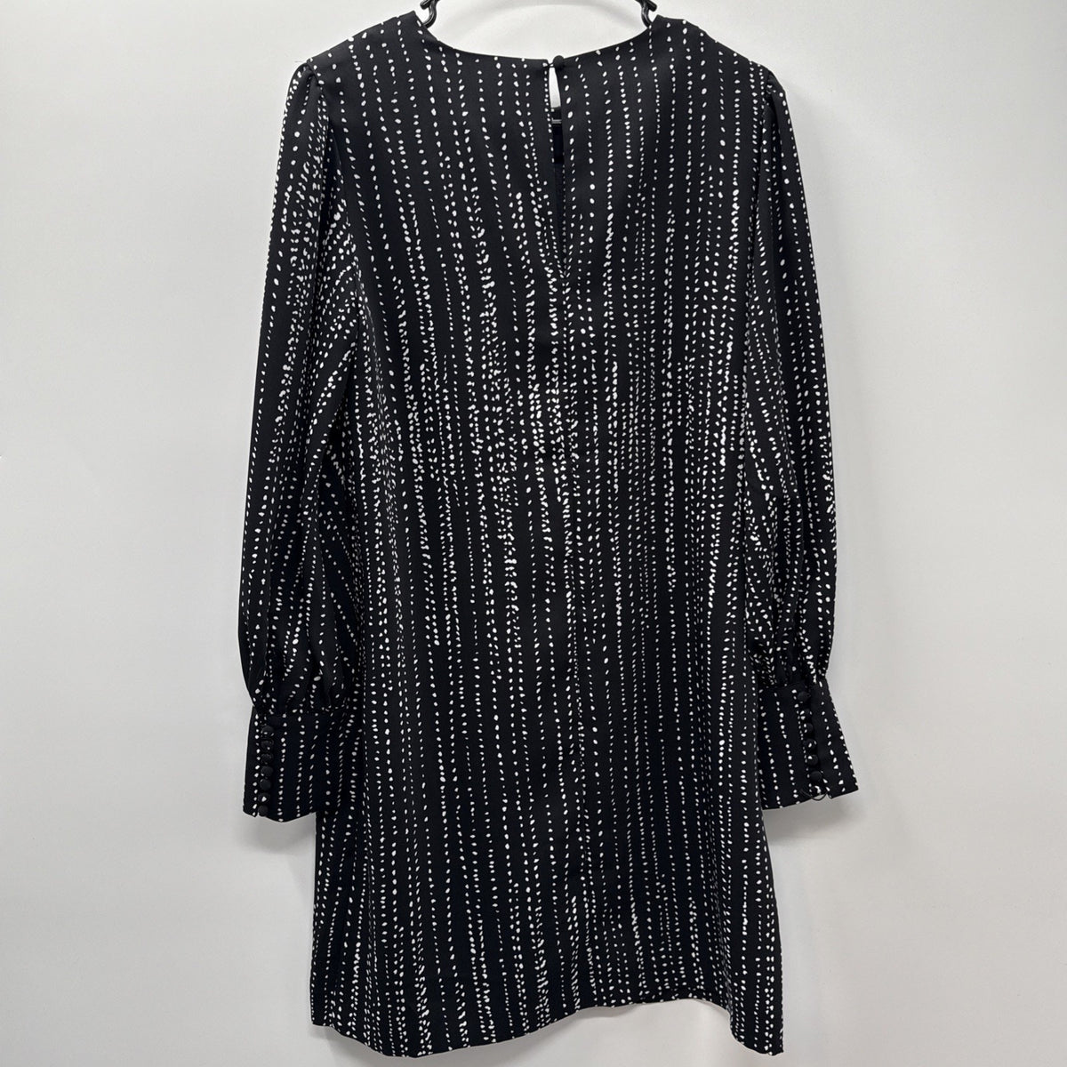 H&M Size 6 Black White Dot Print Shift Dress Long Sleeve Button Cuff