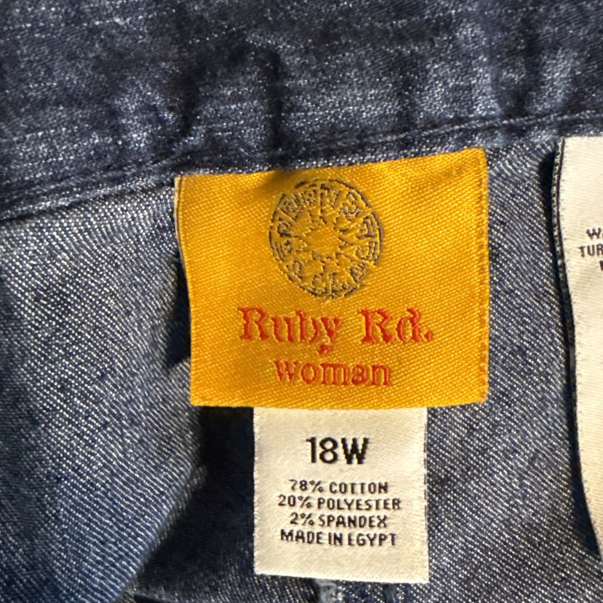 Ruby Rd Jeans Women Blue 5 Pocket Sz 18W Back Elastic Waist Zip Button Comfort