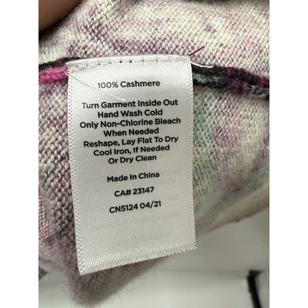Talbots Petite 100% Cashmere Knit Paisley Crew Neck 3/4 Sleeve Pullover