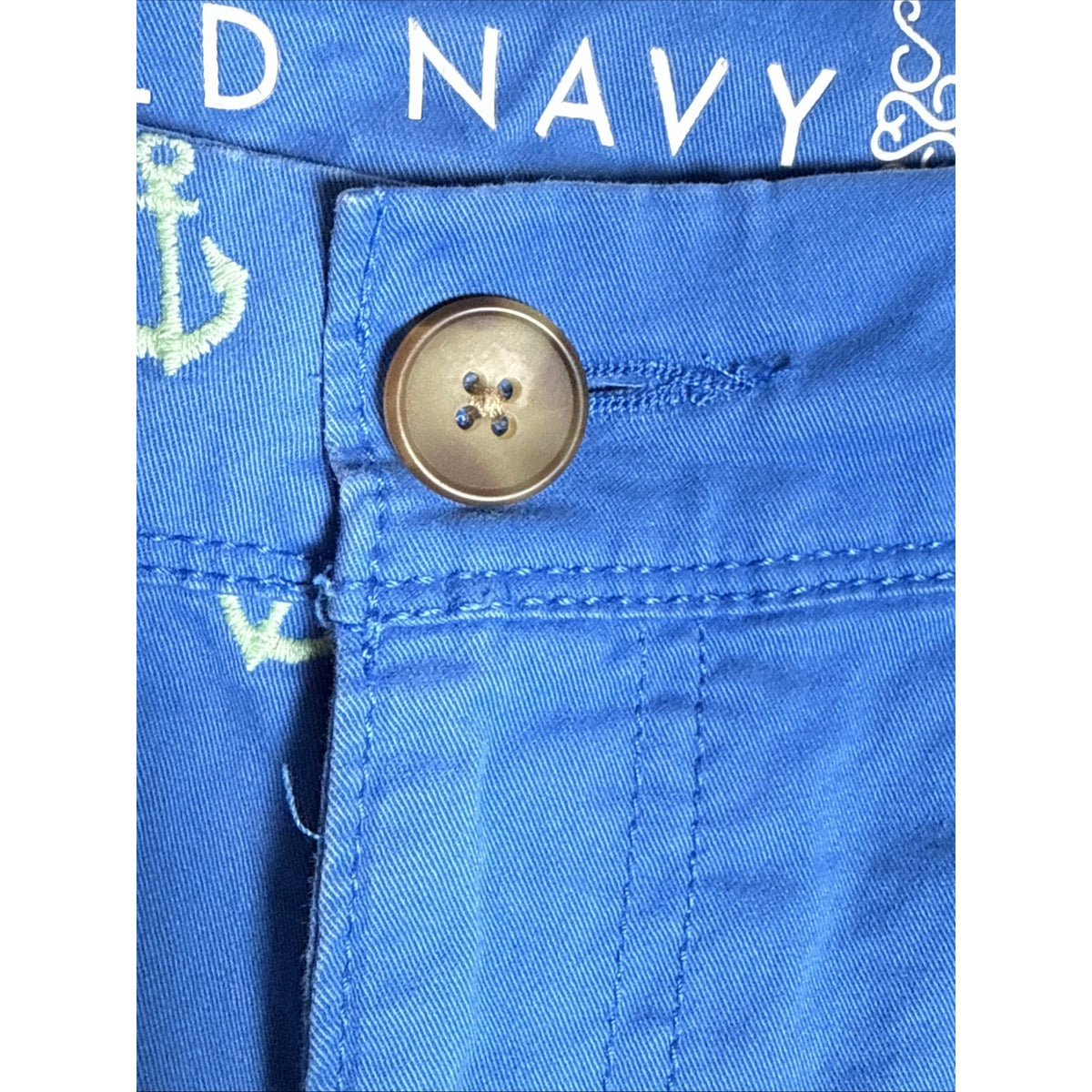 Old Navy Womens Size 4 Blue/Green Anchor Pants Cotton Blend Stretch Chino Pants