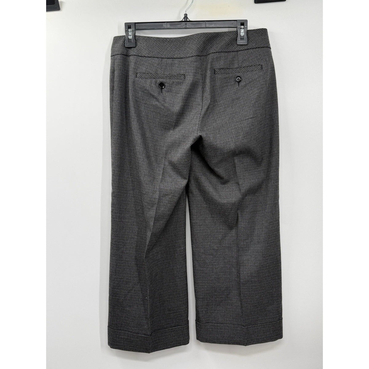 Express Design Studio Pants Women 6 Gray Check Cropped Wide Leg