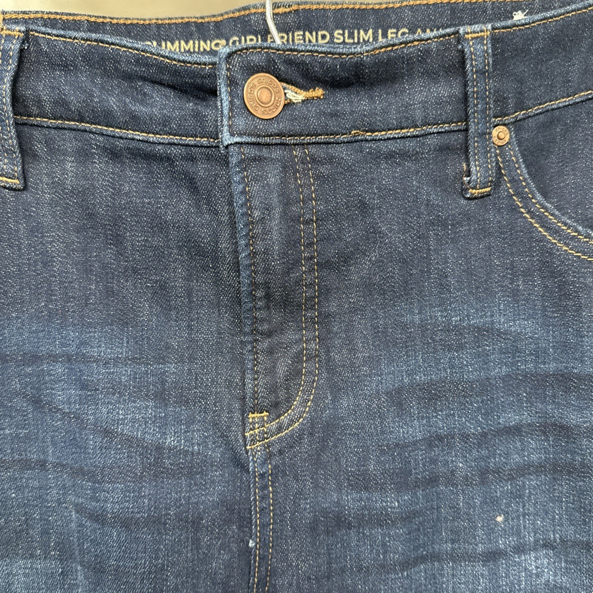 Chico’s So Slimming Girlfriend Jeans Women 12 Sequin Embroidered Ankle Denim Pan