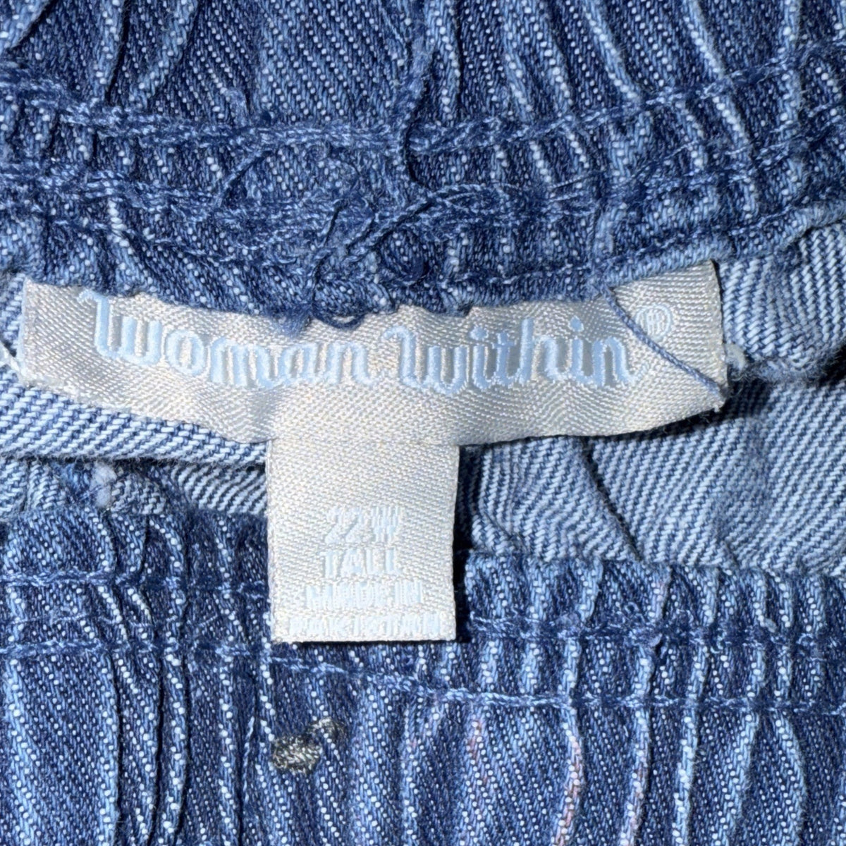 Woman Within Pull On Jeans Plus 22W Tall Denim Blue Jean Elastic Waist Casual