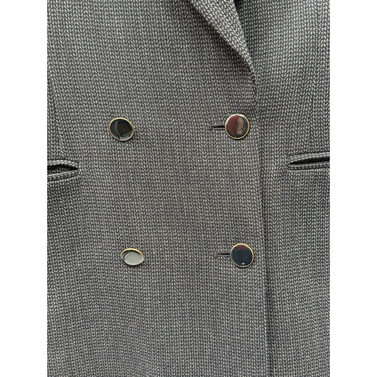 Vintage Jones New York Wool Blazer Womens 14 Black Gray Double Breasted