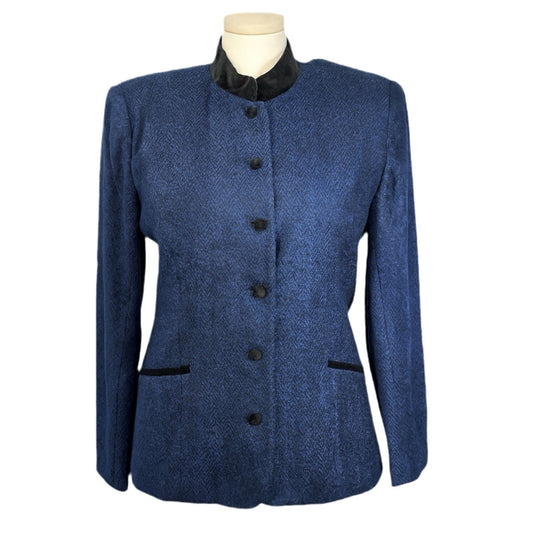 Talbots Navy Velvet Trim Blazer – Size 16, Vintage Look