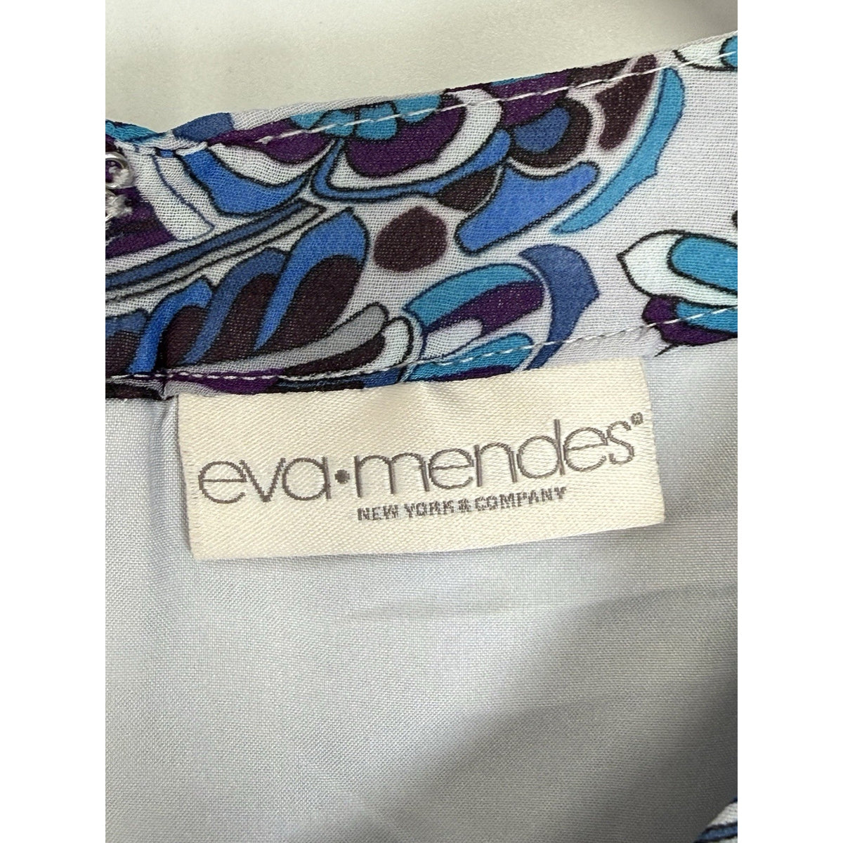 Eva Mendes Petite Floral Print Dress Women’s Blue Purple Small GUC