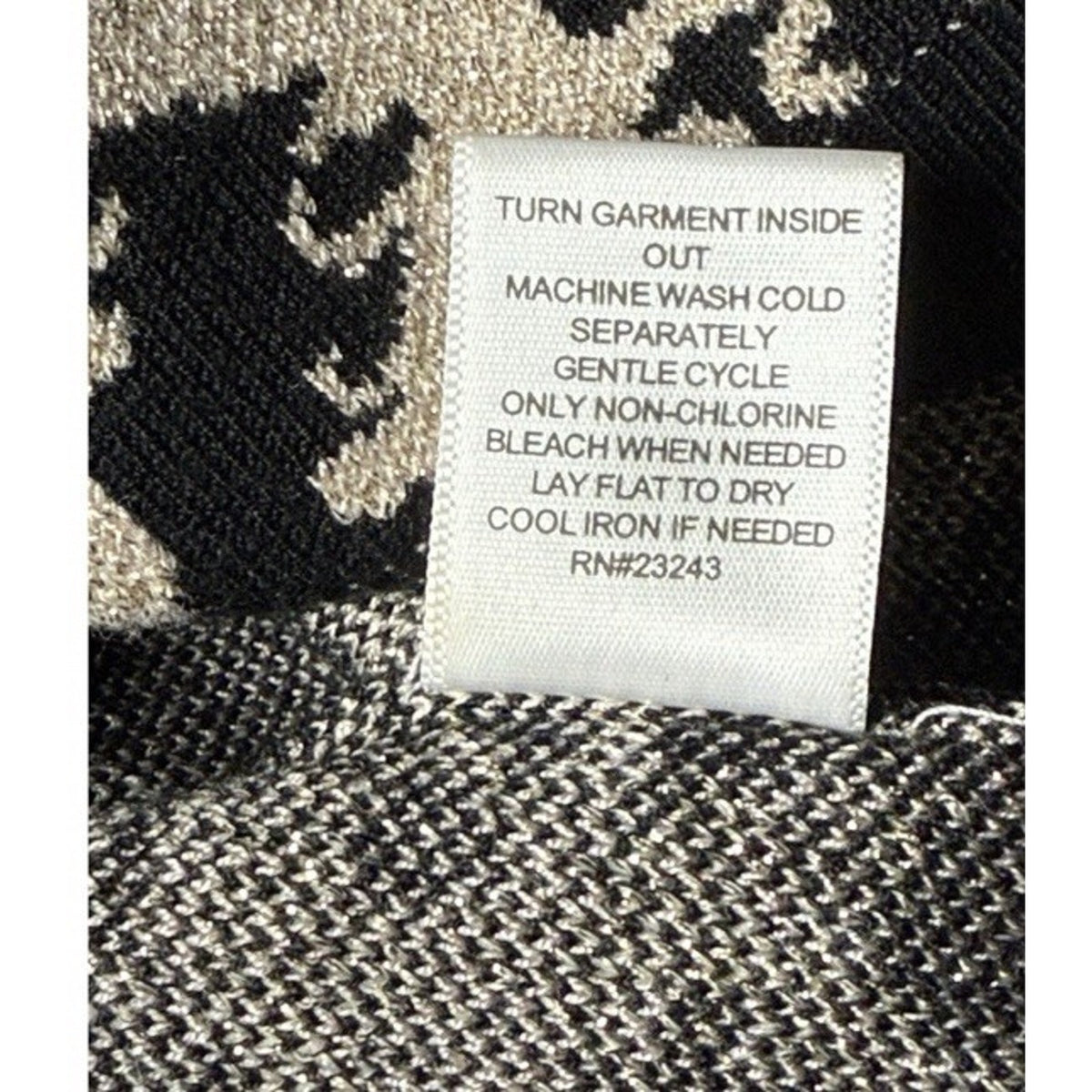 7th Avenue Design Studio Black Gold Metallic Knit Sweater L | Damask Print |