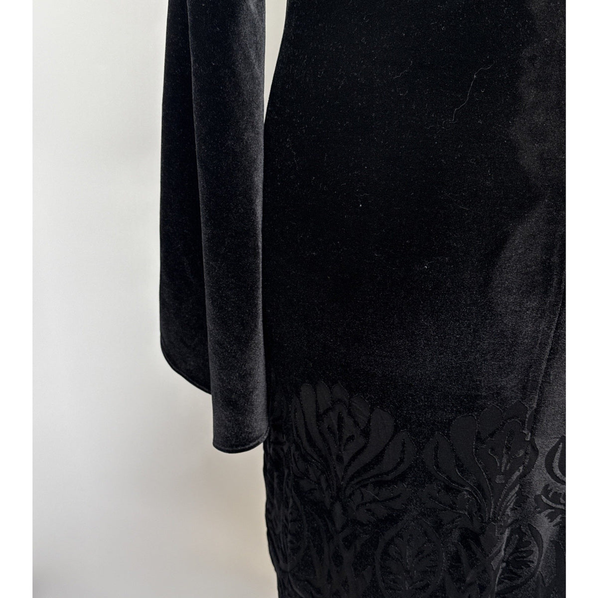 The Limited Medium Black Velvet Bell Sleeve Dress Burnout Damask Boho Cocktail