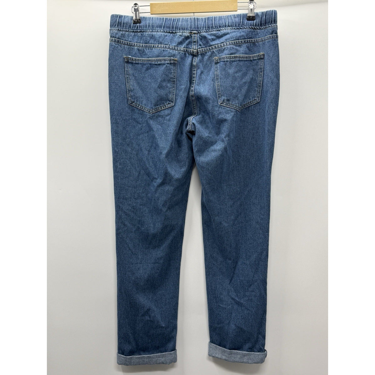 American Bazi Distressed Drawstring Jeans Women Size Large Blue Denim Grunge