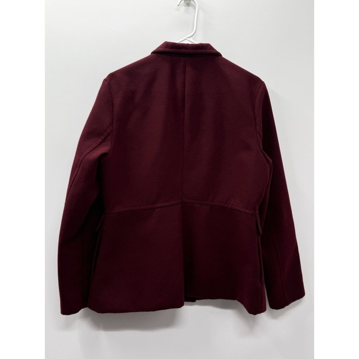 Old Navy Womens L Burgundy Coat Button Front Mock Neck Lined Career Jacket