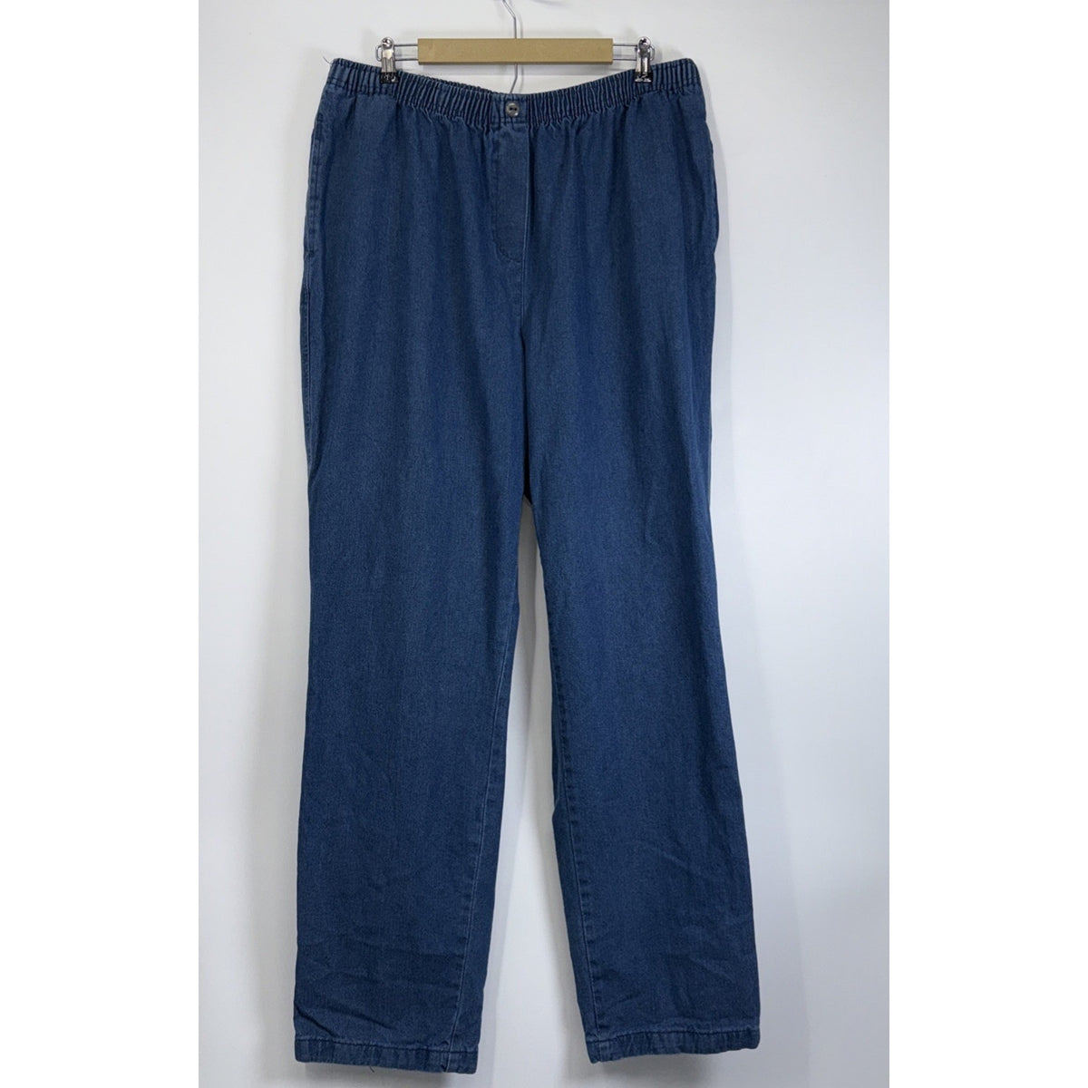 Woman Within Pull On Jeans Plus 22W Tall Denim Blue Jean Elastic Waist Casual